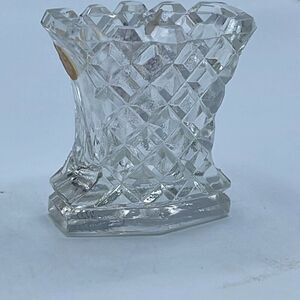 Bohemia cut glass toothpick holder.